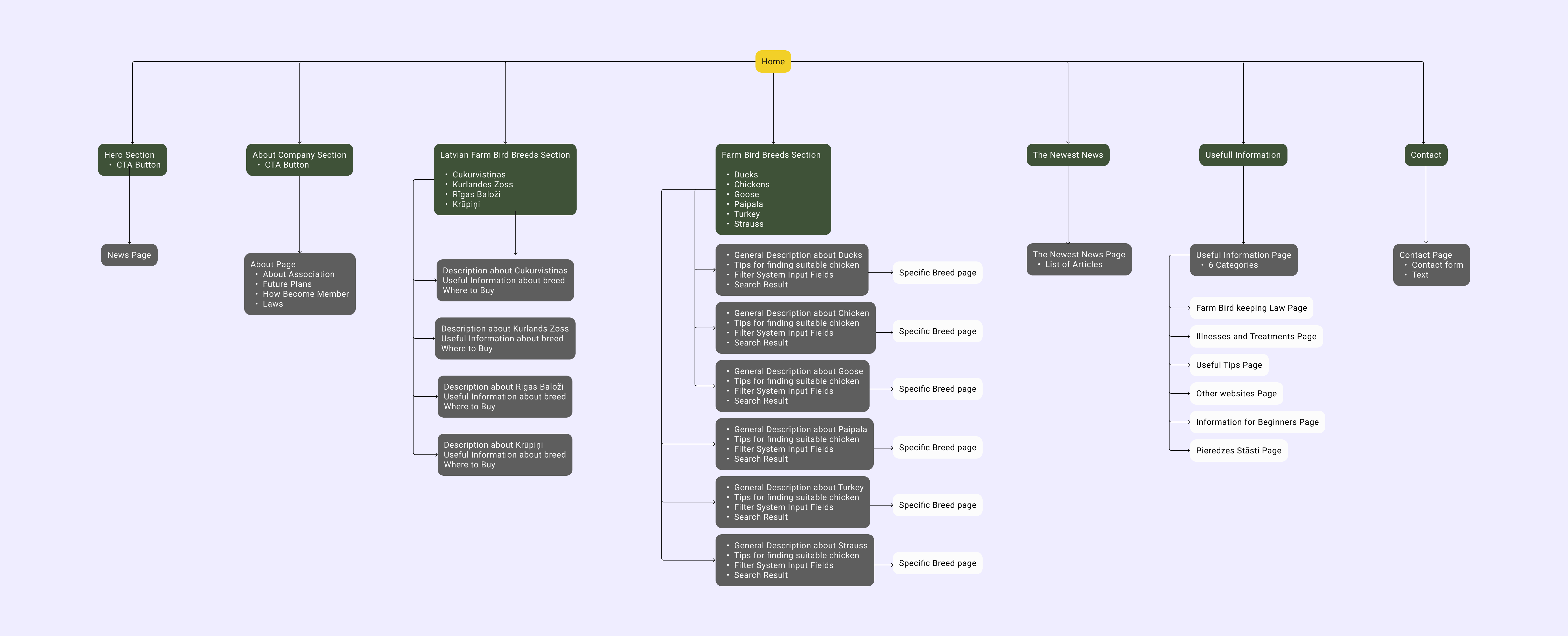 Latvijas Putnkopjiem wireframes